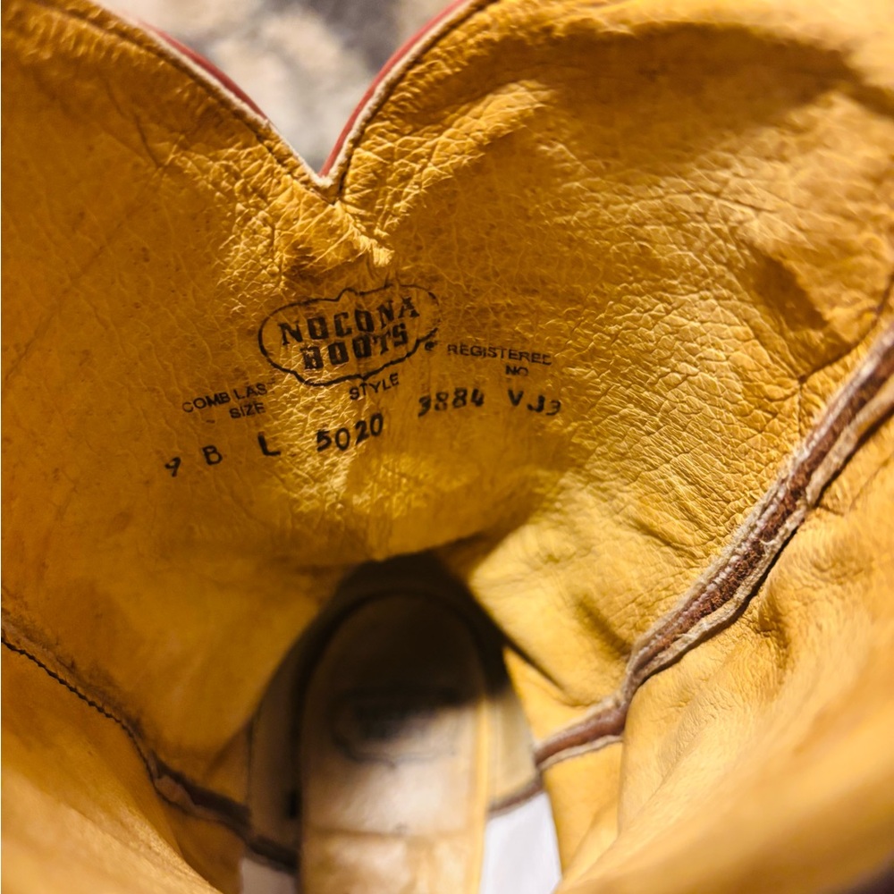 Nocona Tan Leather Cowboy Boots - Picture 5 of 13